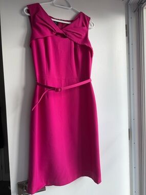Jones New York Fuchsia Twist-Front Midi Sheath Dress